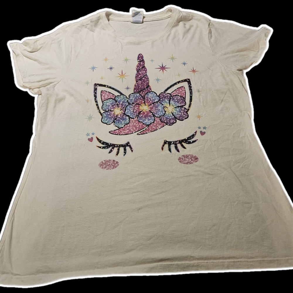 Whimsical Unicorn Short Sleeve Tee - Cream